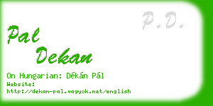 pal dekan business card