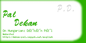 pal dekan business card